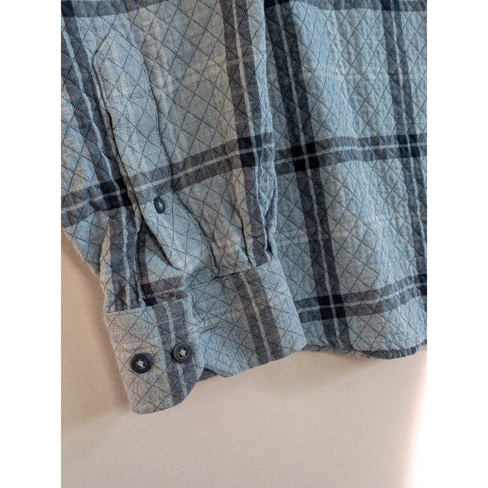 Southern Tide Mens XL Quilted Button Down Plaid Shirt Long Gray Blue Warm Casual - Picture 6 of 14